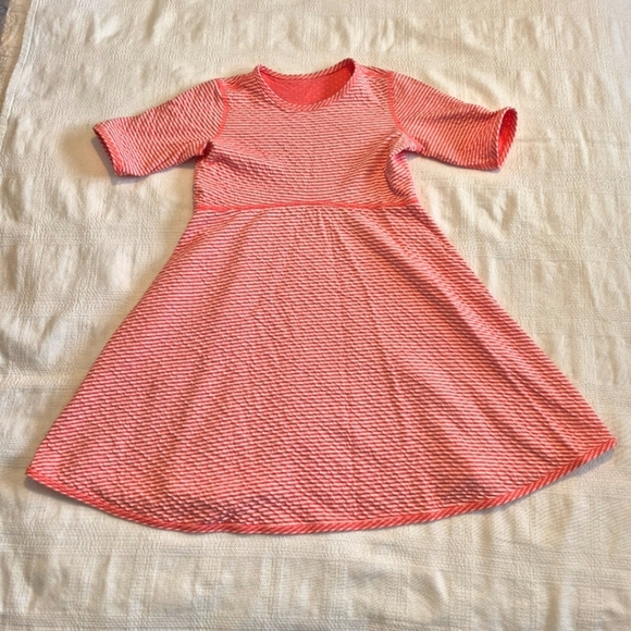 Hanna Andersson girls size 130 or 8 reversible dress lt orange & white VGUC - Picture 3 of 11